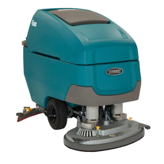 Self-propelled floor scrubber with vacuum
